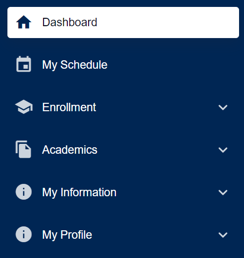 a view of the menu in the sysstem